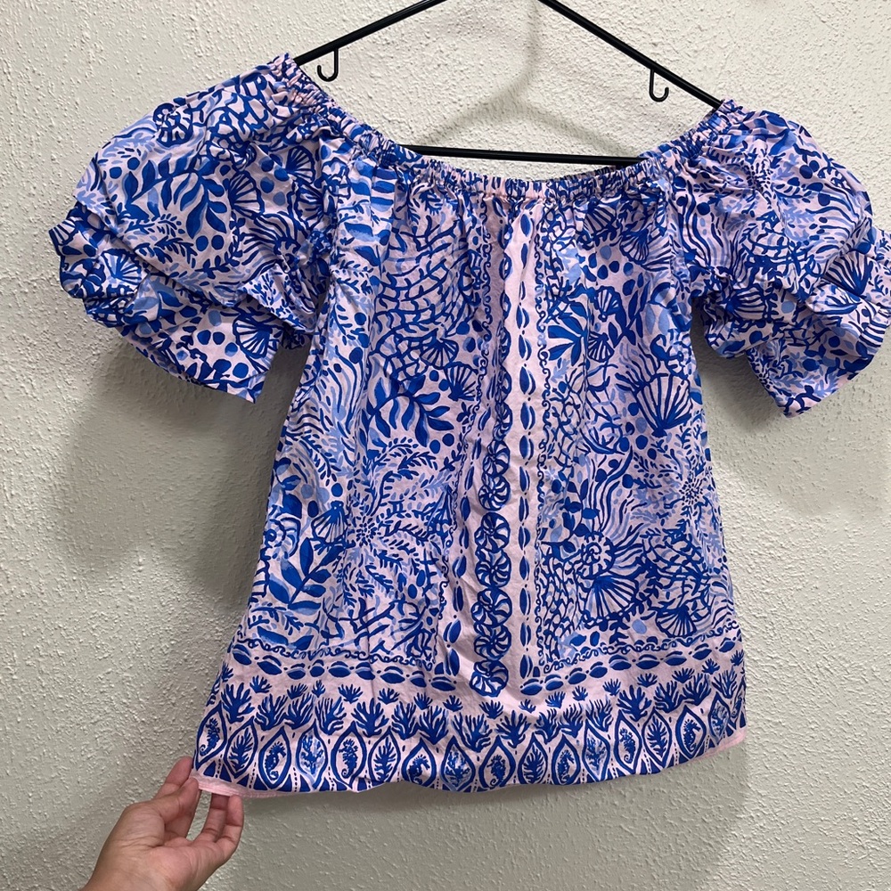 Lilly Pulitzer Off-Shoulder Top - Blue and Pink